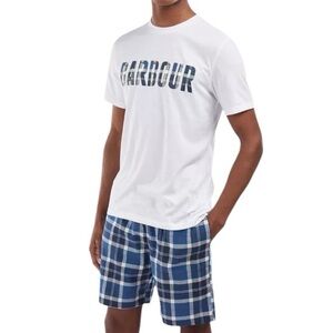 Barbour Logan Pajama Set blue tartan size Large NWOT